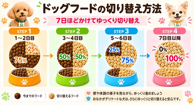 ドッグフードの切り替え方法 7日